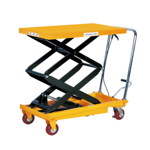 冠航牌新型液壓雙剪叉手動升降平臺車