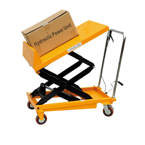 冠航牌手推式可傾斜升降平臺車貨物運輸車